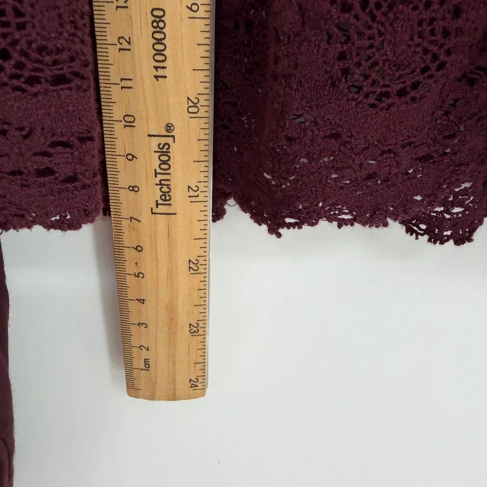 Free People Top Lace Whimsigoth Ruffle Peplum Wine Romantic Oversized Feminine